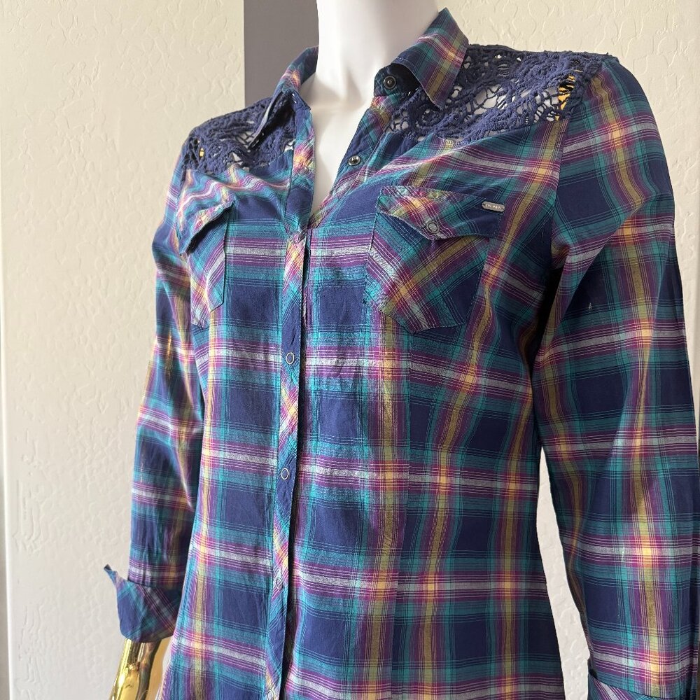 TIN HAUL Women’s Pearl Snap Shirt Western Blouse